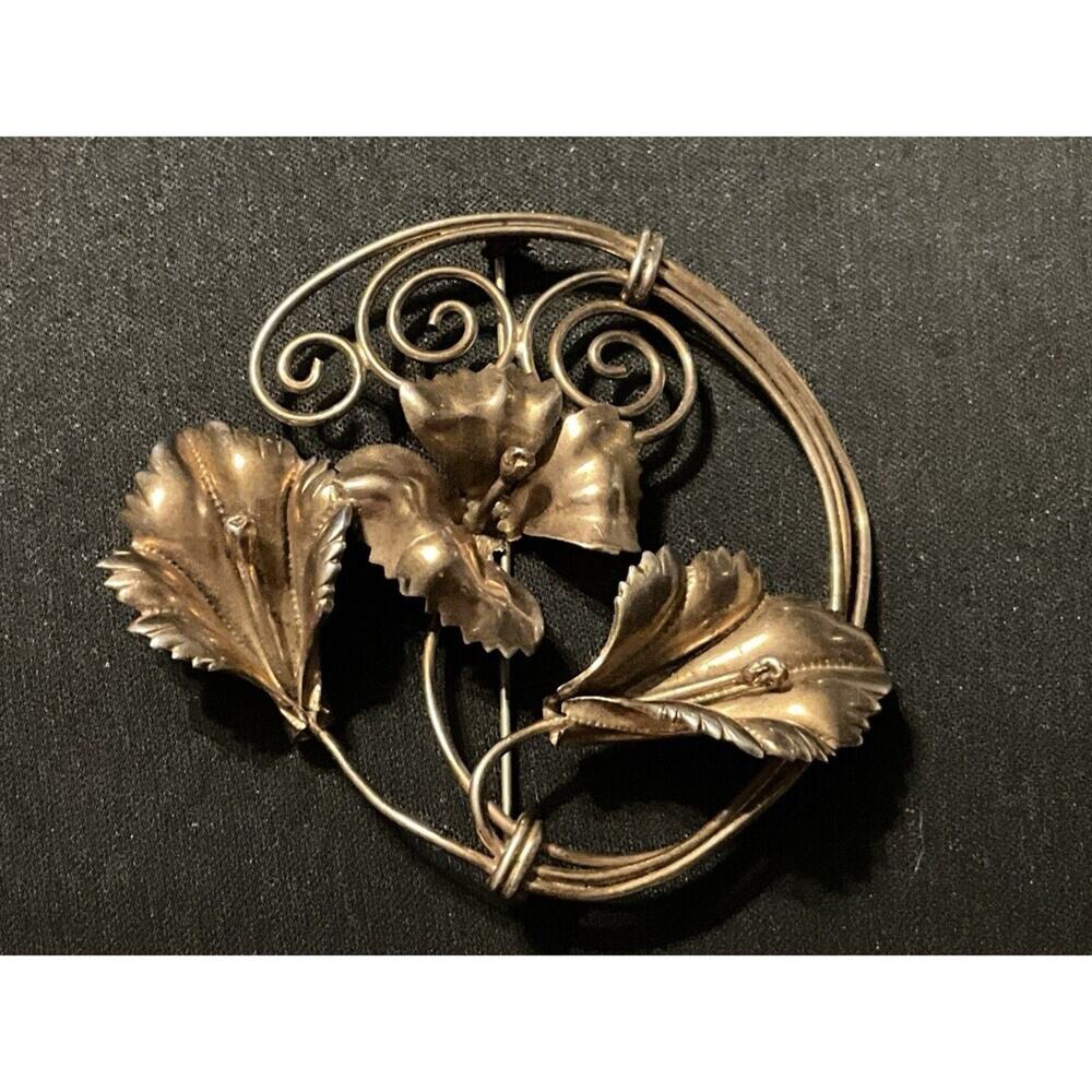 1940’s Large Lily Of The Valley Floral Brooch 18grams Sterling Vermeil